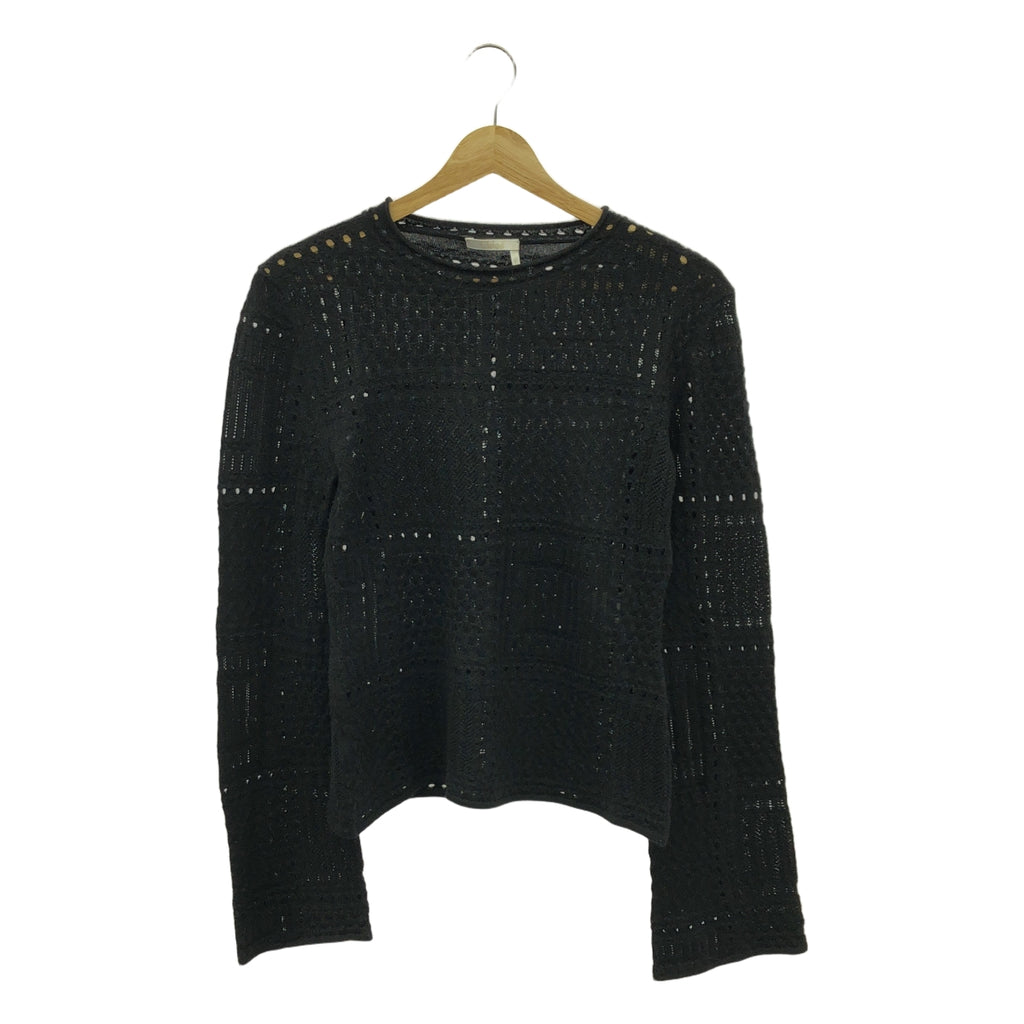 【美品】  Chloe / クロエ | パンチング クルーネック ロングスリーブ ニット | S | ブラック | レディース