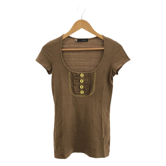 DSQUARED2 / Dsquared | Ruffle Henley T-shirt | S | Brown | Women's