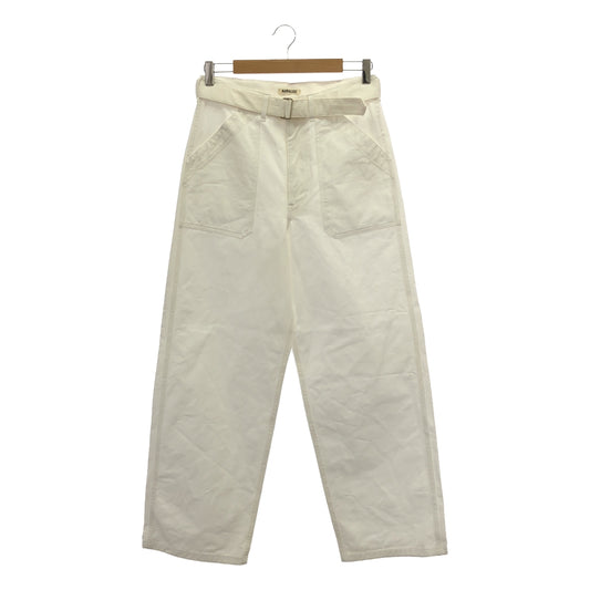 AURALEE / オーラリー | 2022SS | HARD TWIST FINX HEAVY CHINO BELTED PANTS ハードツイスト ヘビーチノ ベルテッドパンツ | 0 | ホワイト | レディース