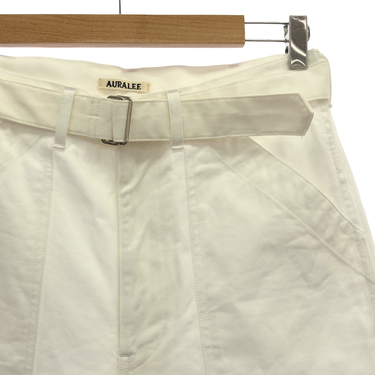 AURALEE / オーラリー | 2022SS | HARD TWIST FINX HEAVY CHINO BELTED PANTS ハードツイスト ヘビーチノ ベルテッドパンツ | 0 | ホワイト | レディース