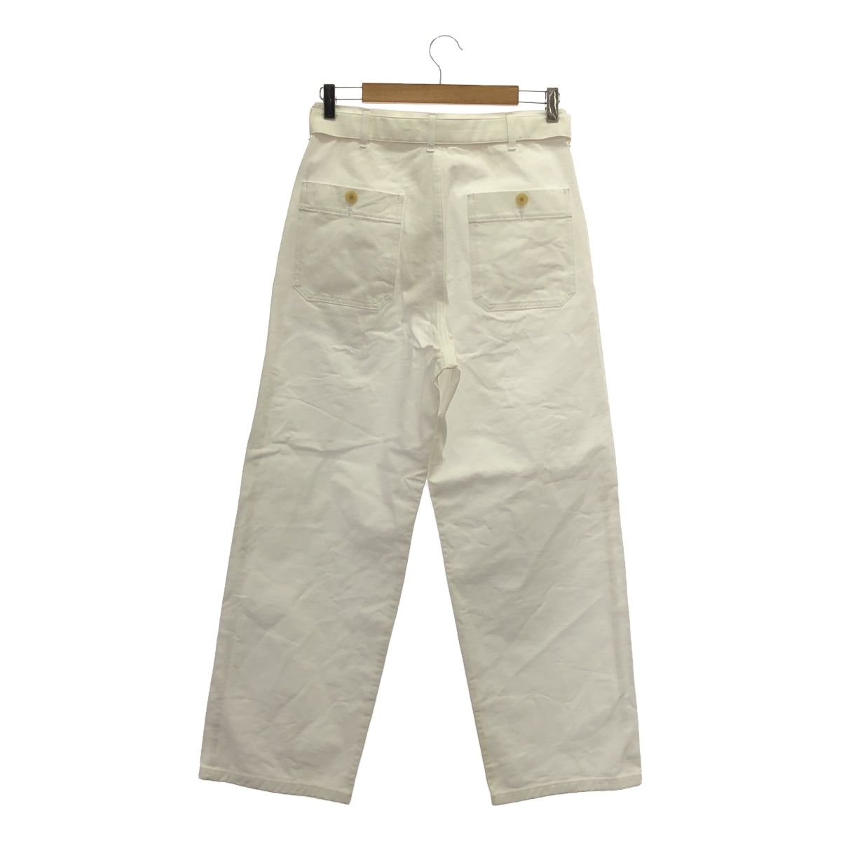 AURALEE / オーラリー | 2022SS | HARD TWIST FINX HEAVY CHINO BELTED PANTS ハードツイスト ヘビーチノ ベルテッドパンツ | 0 | ホワイト | レディース