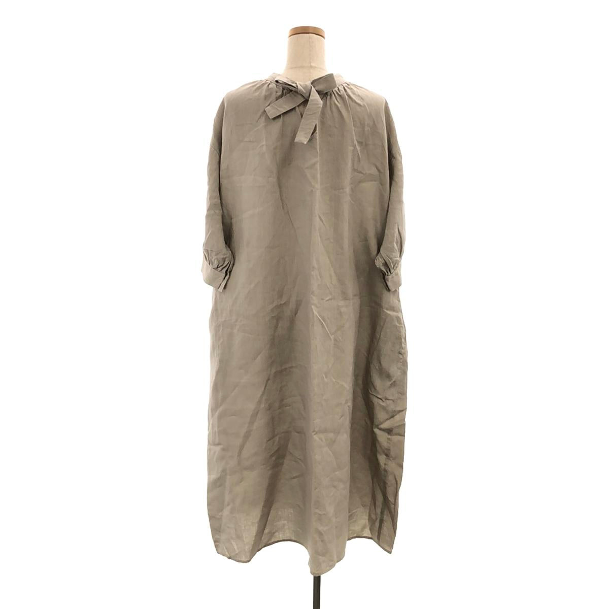 [Beautiful Condition] ROBE de PEAU / Robe de Peau | Linen 2WAY Ribbon Dress | Greige | Women's