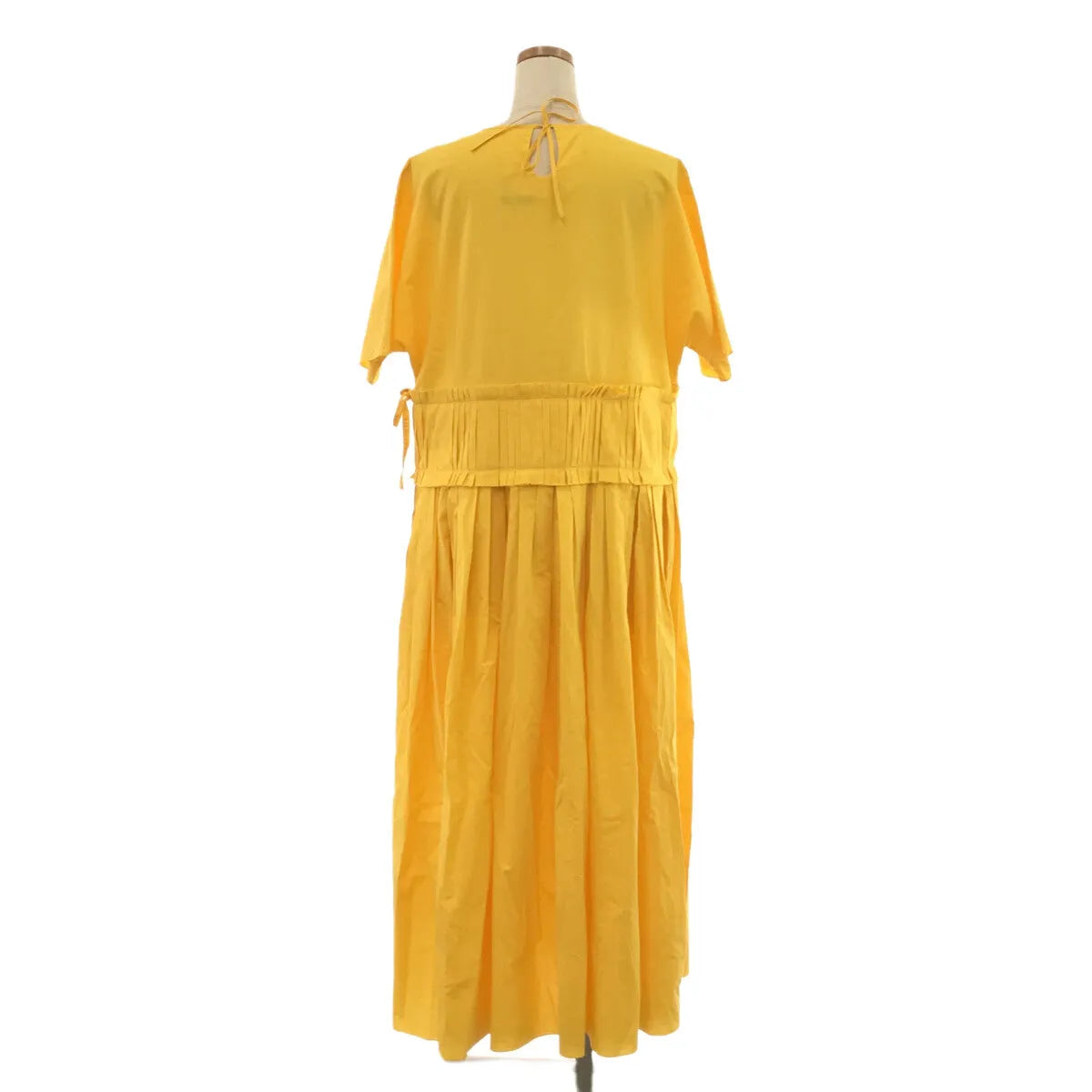 SARA LANZI / サラランズィ | コットン タックプリーツ シャツワンピース | M | イエロー | レディース