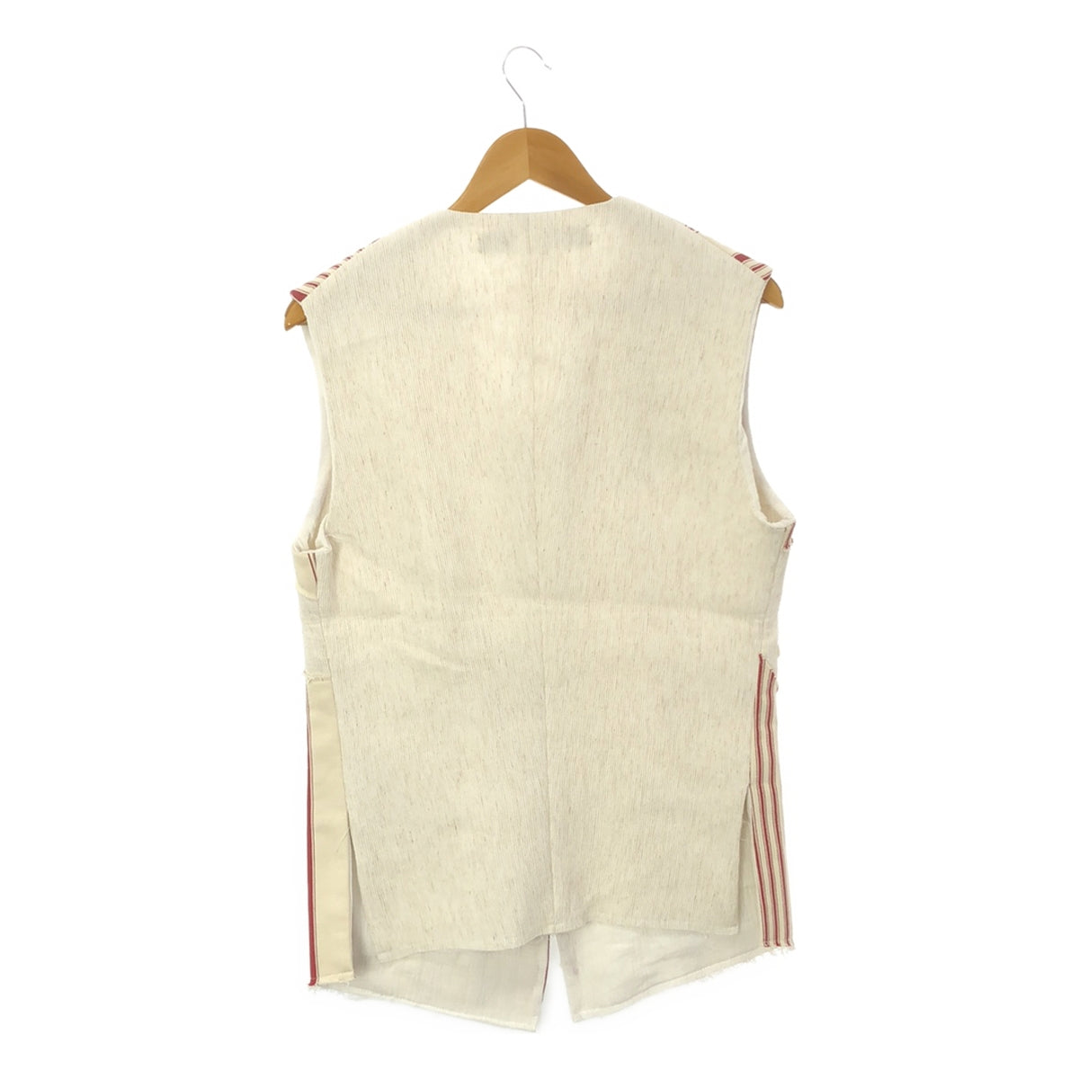 [New] OLUBIYI THOMAS | 2023SS | Train driver vest patchwork striped mixed material vest | 2 | Red / Off-white | Men's