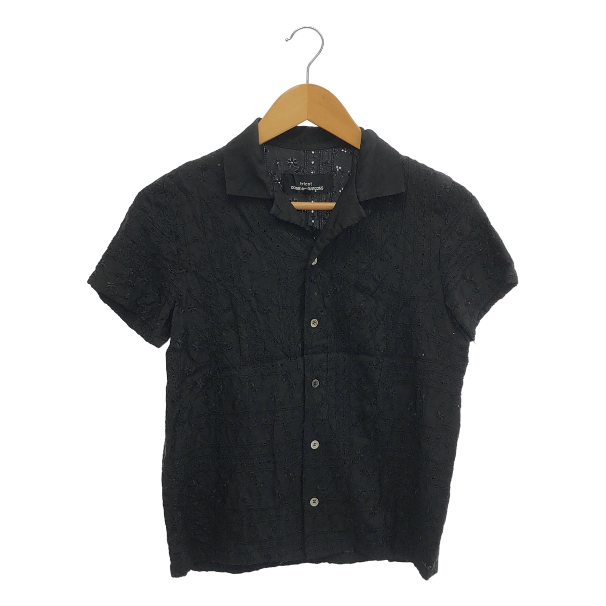 tricot COMME des GARCONS / トリココムデギャルソン | 2006SS | 製品洗い加工 エンブロイダリー シャツ | S | ブラック | レディース