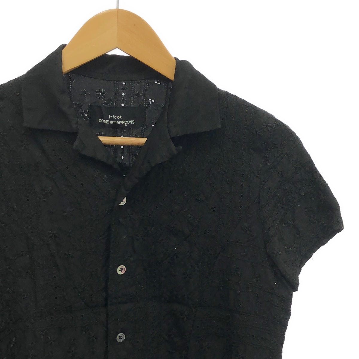 tricot COMME des GARCONS / トリココムデギャルソン | 2006SS | 製品洗い加工 エンブロイダリー シャツ | S | ブラック | レディース