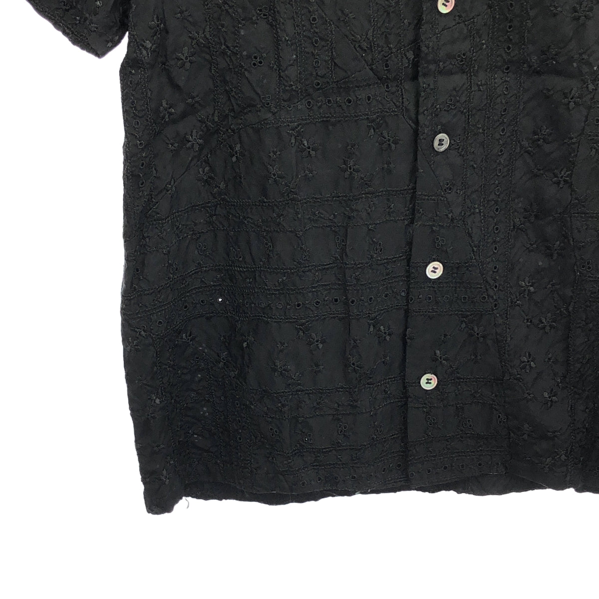tricot COMME des GARCONS / トリココムデギャルソン | 2006SS | 製品洗い加工 エンブロイダリー シャツ | S | ブラック | レディース