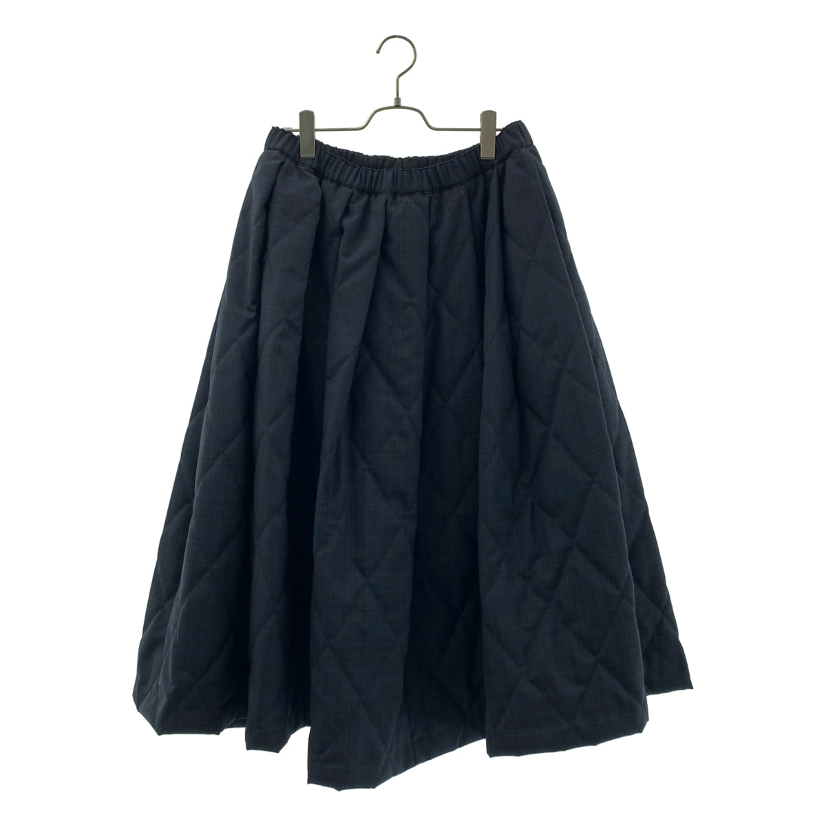 【美品】  BLACK COMME des GARCONS / ブラックコムデギャルソン | 2022AW | 総柄 中綿 キルティング ドローストリング ボリューム スカート | M | ネイビー/ブラック | レディース