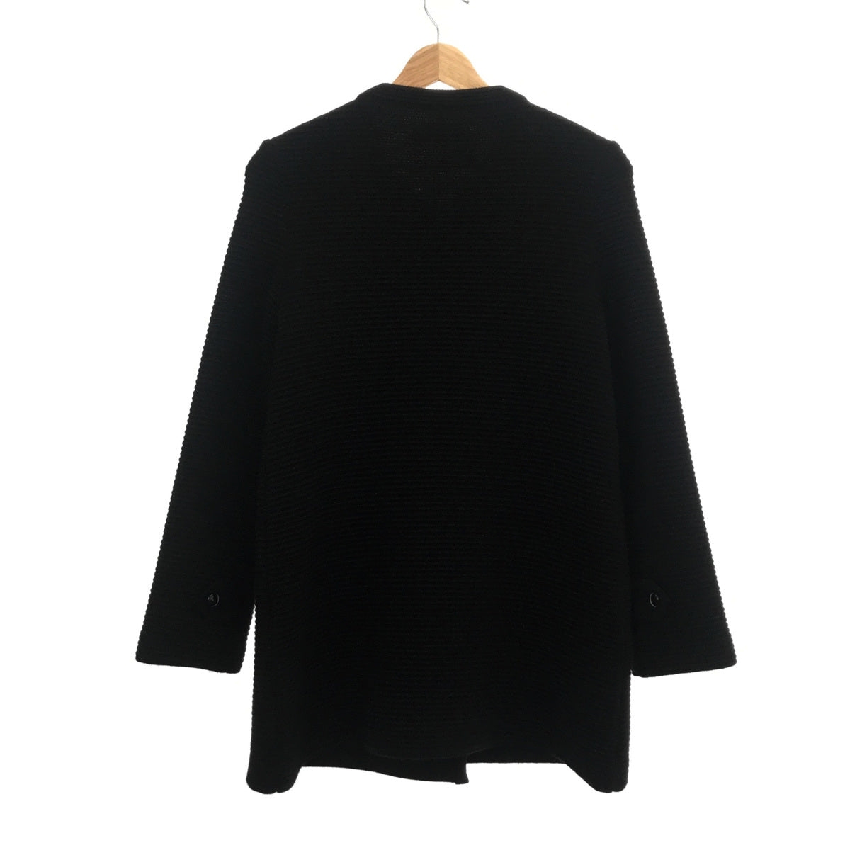 Manna | Lamé collarless coat | Black | Women's