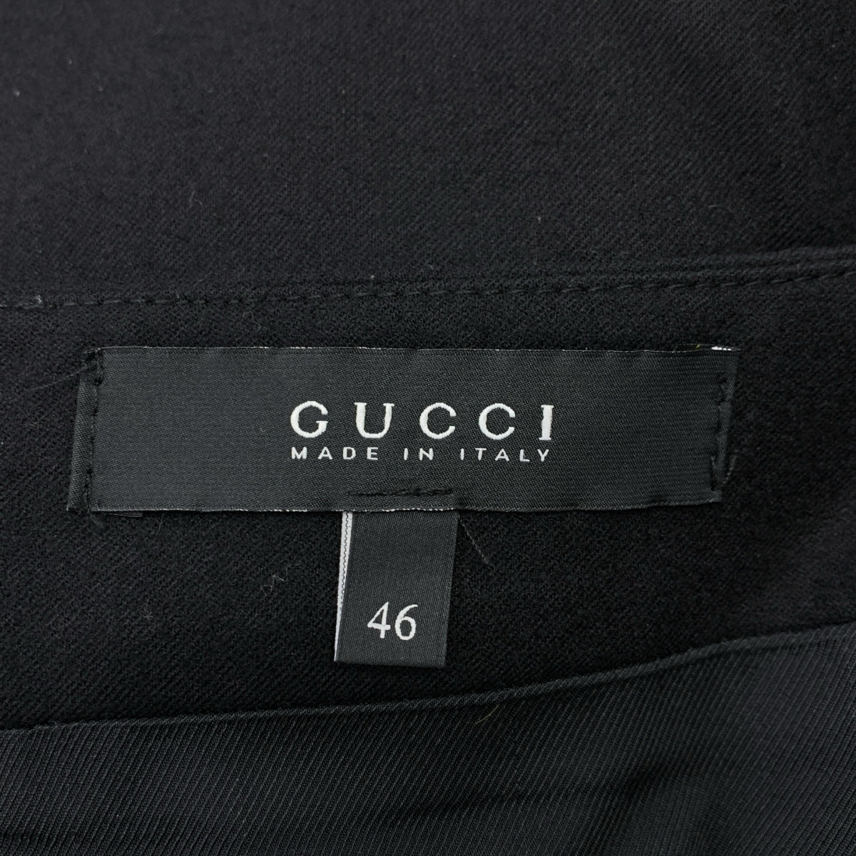 GUCCI | 羊毛標誌扣繫帶後拉鍊開衩裙 / 全襯裡 | 尺寸 46 | 黑色 | 女款