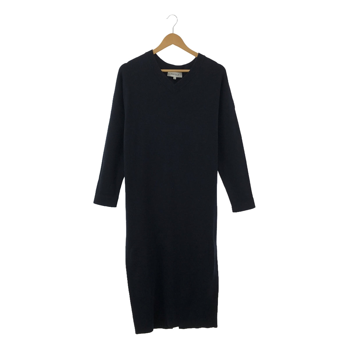 ENFOLD | Cotton back slit knit dress | 38 | Navy | Women's