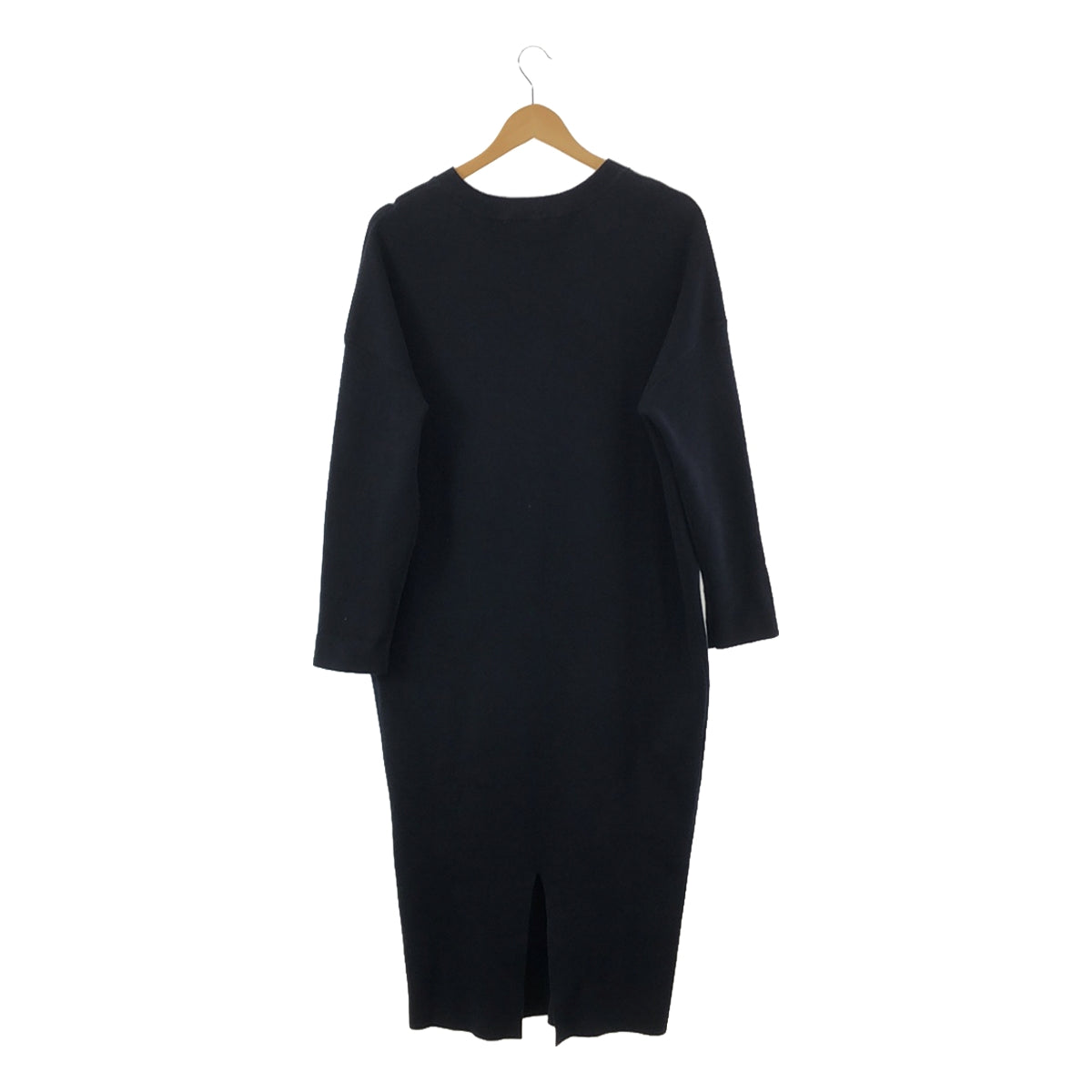 ENFOLD | Cotton back slit knit dress | 38 | Navy | Women's