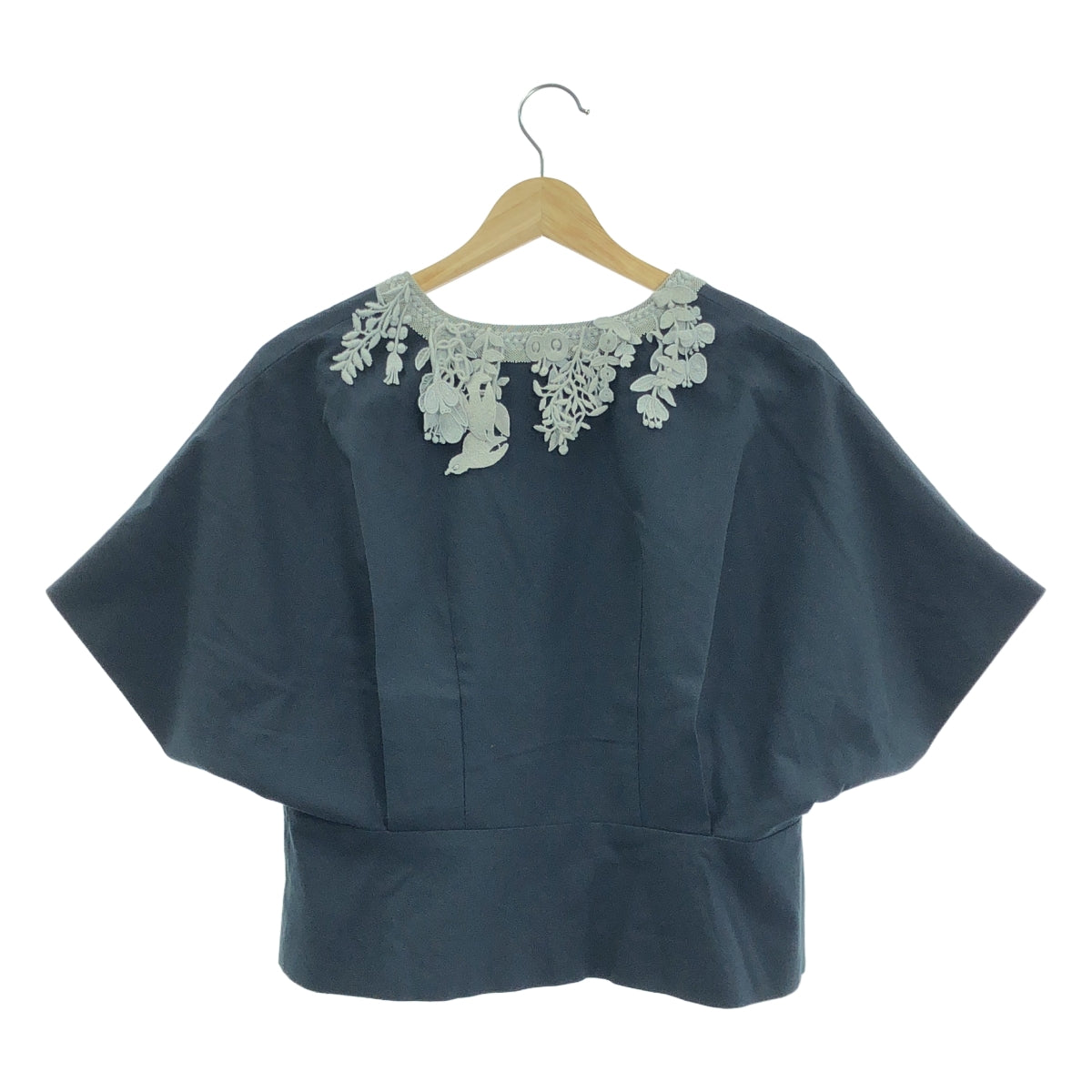 [品相良好] mina perhonen | 2017SS | lsc / 刺繡無領外套 / 全襯裡 | 38 | 深海軍藍 | 女款