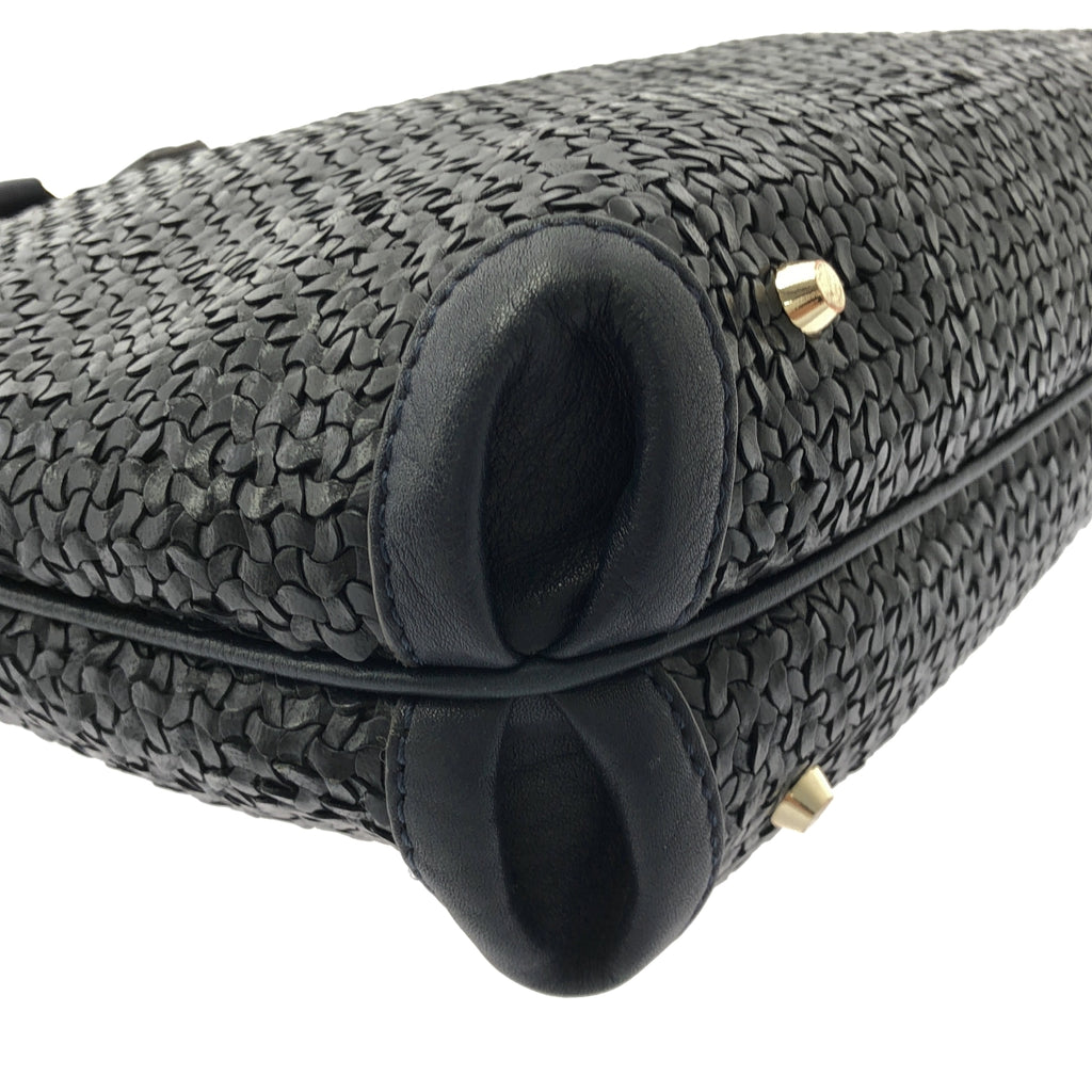 【미품】 ANYA HINDMARCH / 아니야하인드마치 | 2way 숄더 첨부 가죽 뜨개질 프린지 매력 핸드 토트 백 | 다크 네이비 |