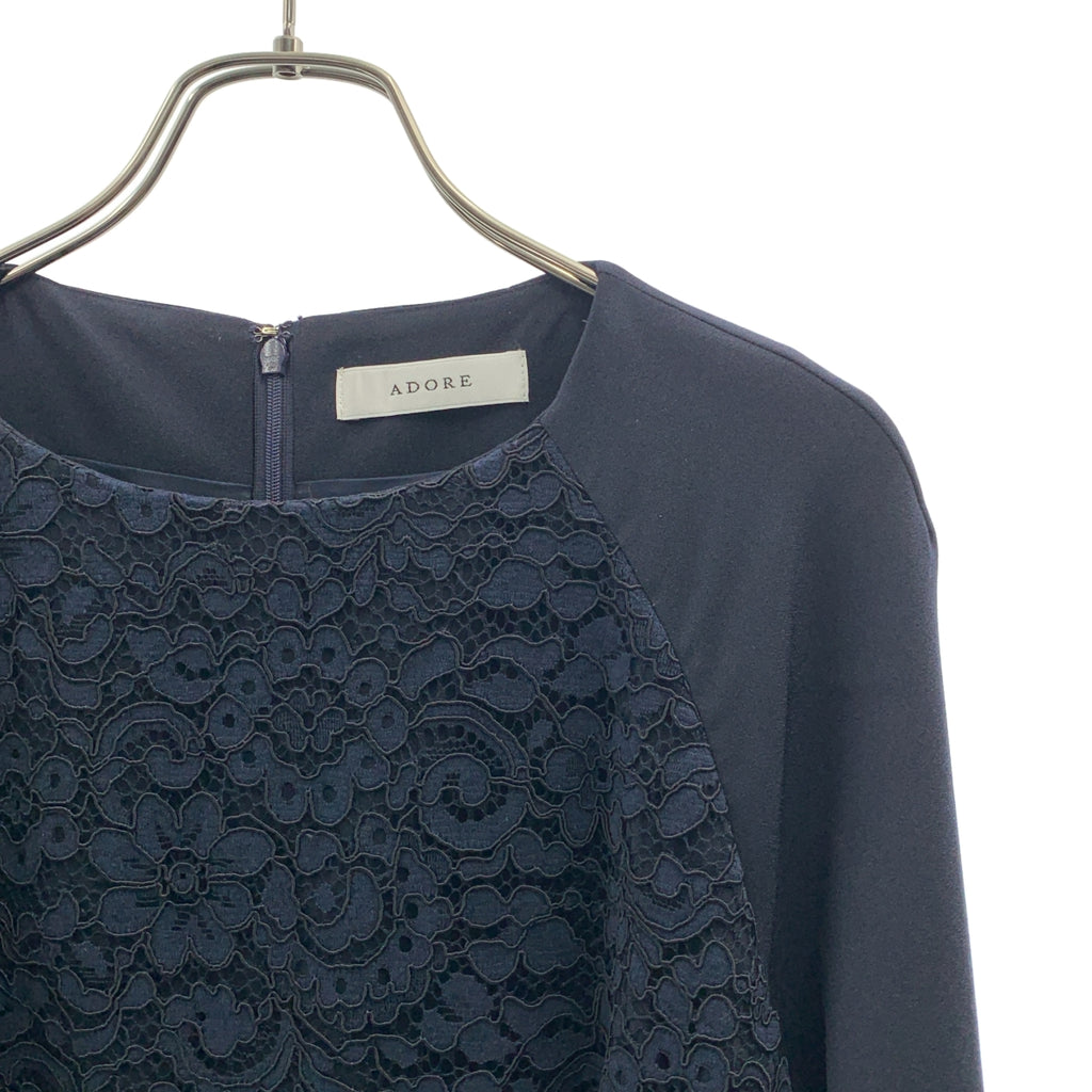 ADORE / 어도어 | 플라워 레이스 백 Zip 드레스 원피스 / 안감 포함 | 36 |