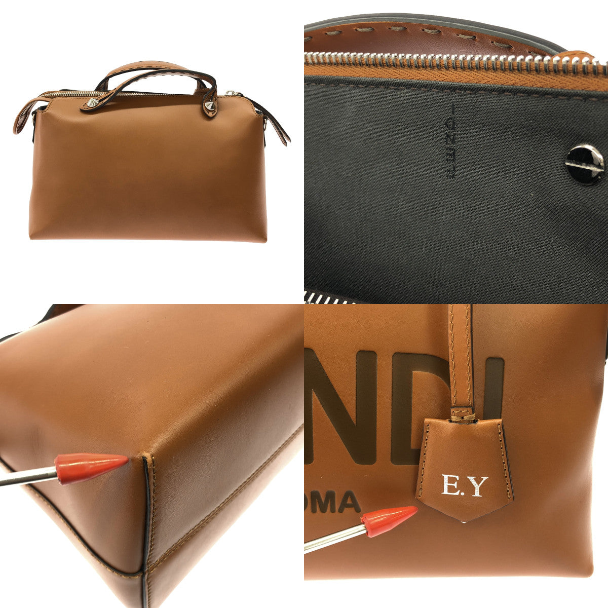 【미품】 FENDI / 펜디 | BY THE WAY / 8BL146 바이더 웨이 2way 숄더 첨부 가죽 로고 핸드백 | 브라운 | 여성