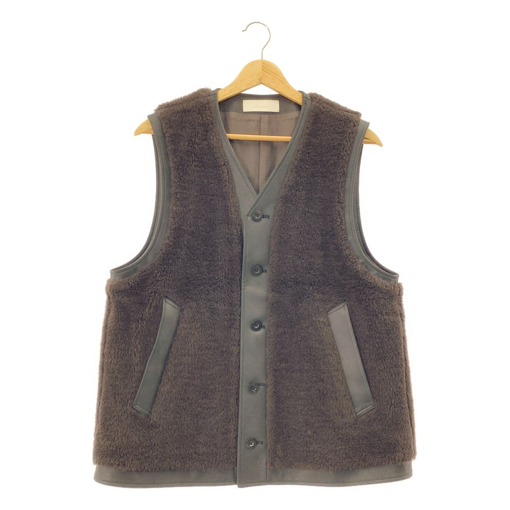 IRENISA / 일레니사 | 2023AW | BOXY SINGLE BREASTED VEST 울보아 가짜 가죽 전환 베스트 | 2 | 맨즈
