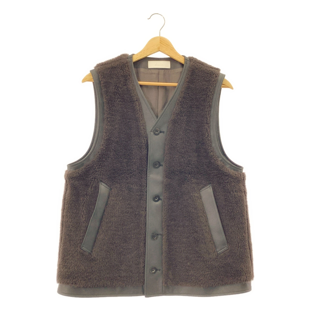 IRENISA | 2023AW | BOXY 單排扣背心 羊毛圍巾配仿皮革飾邊 | 尺寸 2 | 男款