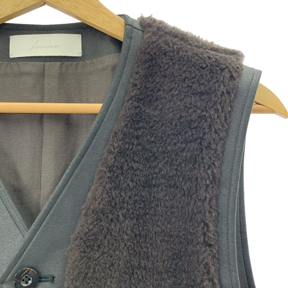 IRENISA | 2023AW | BOXY 單排扣背心 羊毛圍巾配仿皮革飾邊 | 尺寸 2 | 男款