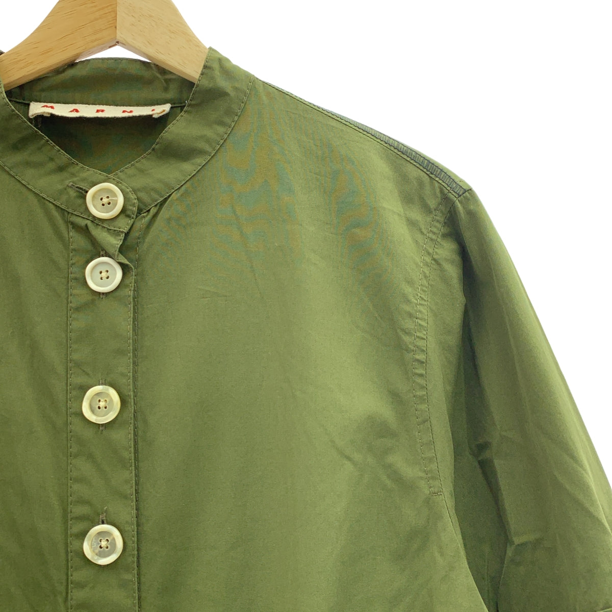 MARNI / 마르니 | 코튼 포플린 소매 전환 스탠드 컬러 셔츠 원피스 | 42 |