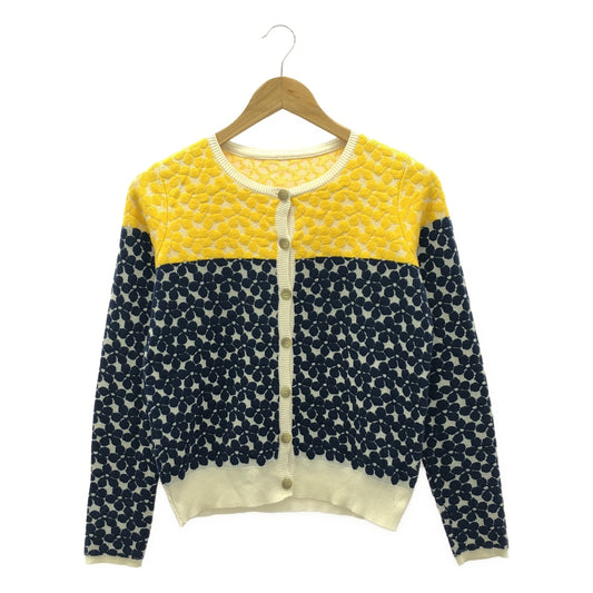 GRACE CONTINENTAL | Jacquard knit cardigan | Size 36 | Yellow/Navy | Women's