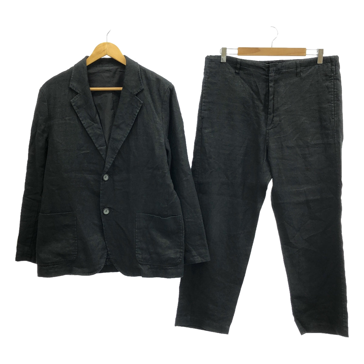 Ron Herman | Jet Black Suede Hemp Jacket / String Pants / Set Linen Jacket &amp; Pants | S | Men's