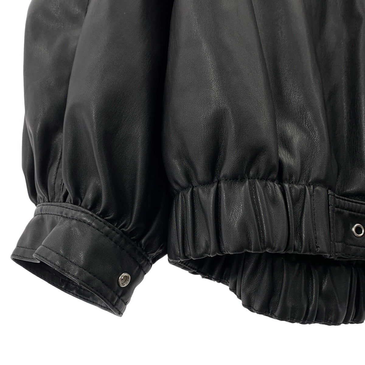 AMERI | 蛋形褶皺皮夾克 | F | 女款