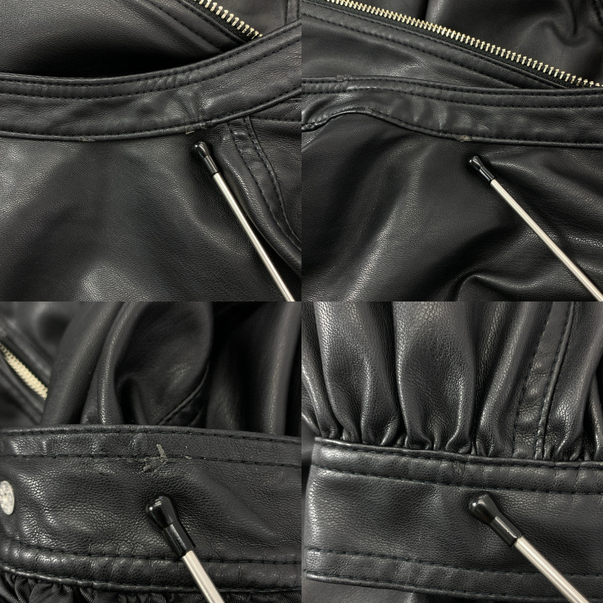 AMERI | 蛋形褶皺皮夾克 | F | 女款