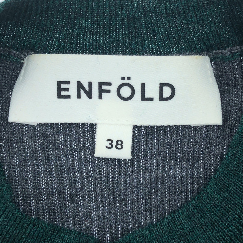 ENFOLD / 엠 폴드 | 모직 색 구성표 리브 니트 | 38 | 그린 × 베이지 | 여성
