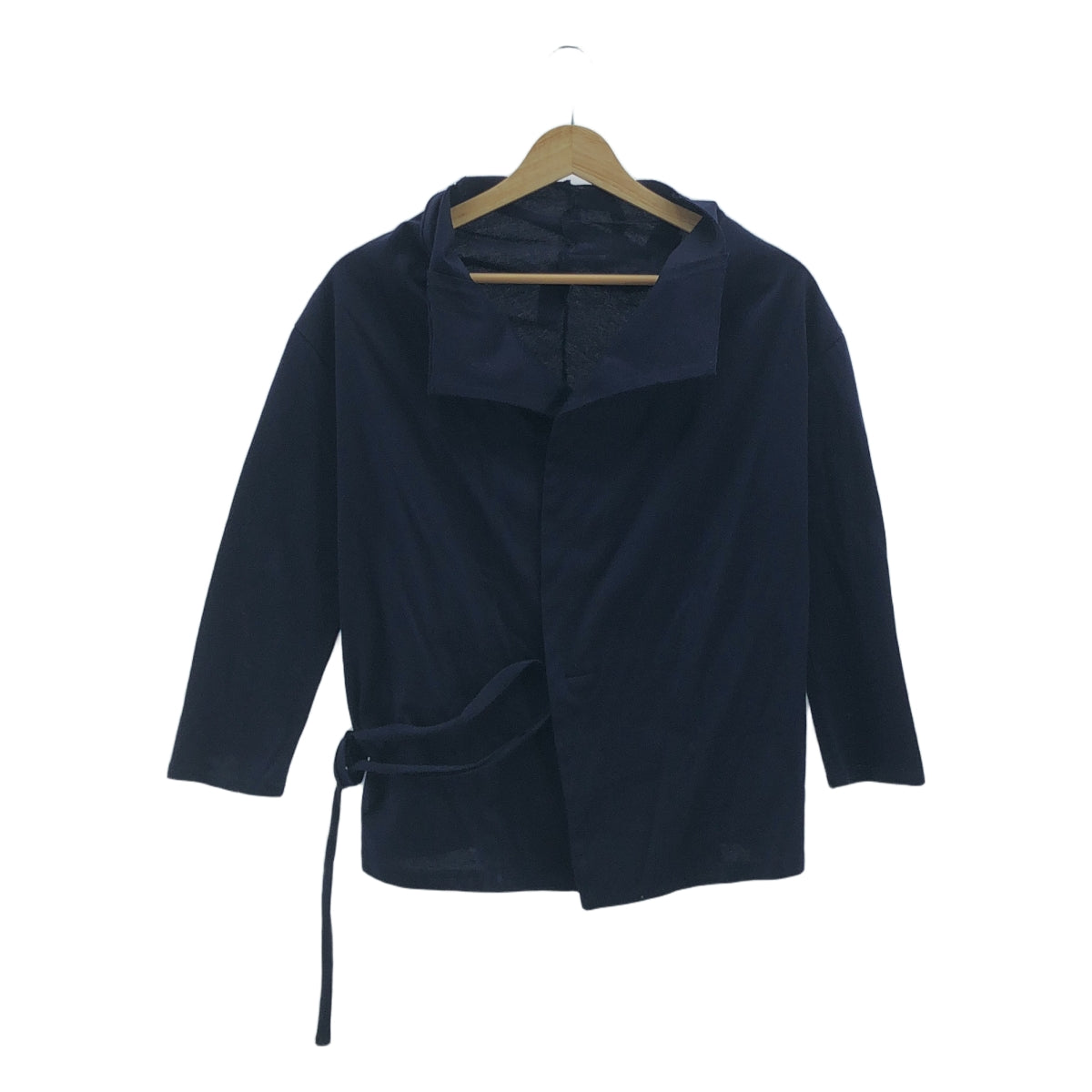 山本耀司 FEMME | 2003SS |緞帶裝飾無扣無領開襟衫 | 3 |海軍 |女性的