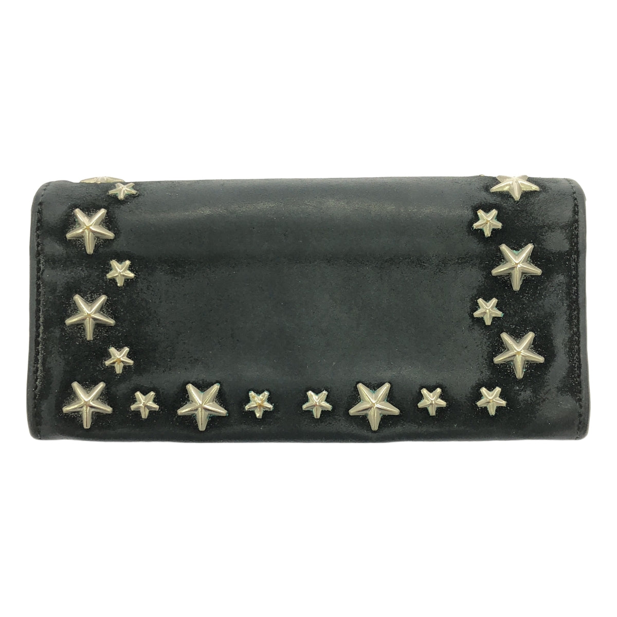 JIMMY CHOO / ジミーチュウ | スタースタッズ グリッターレザー 長財布 | ブラック / シルバー | レディース