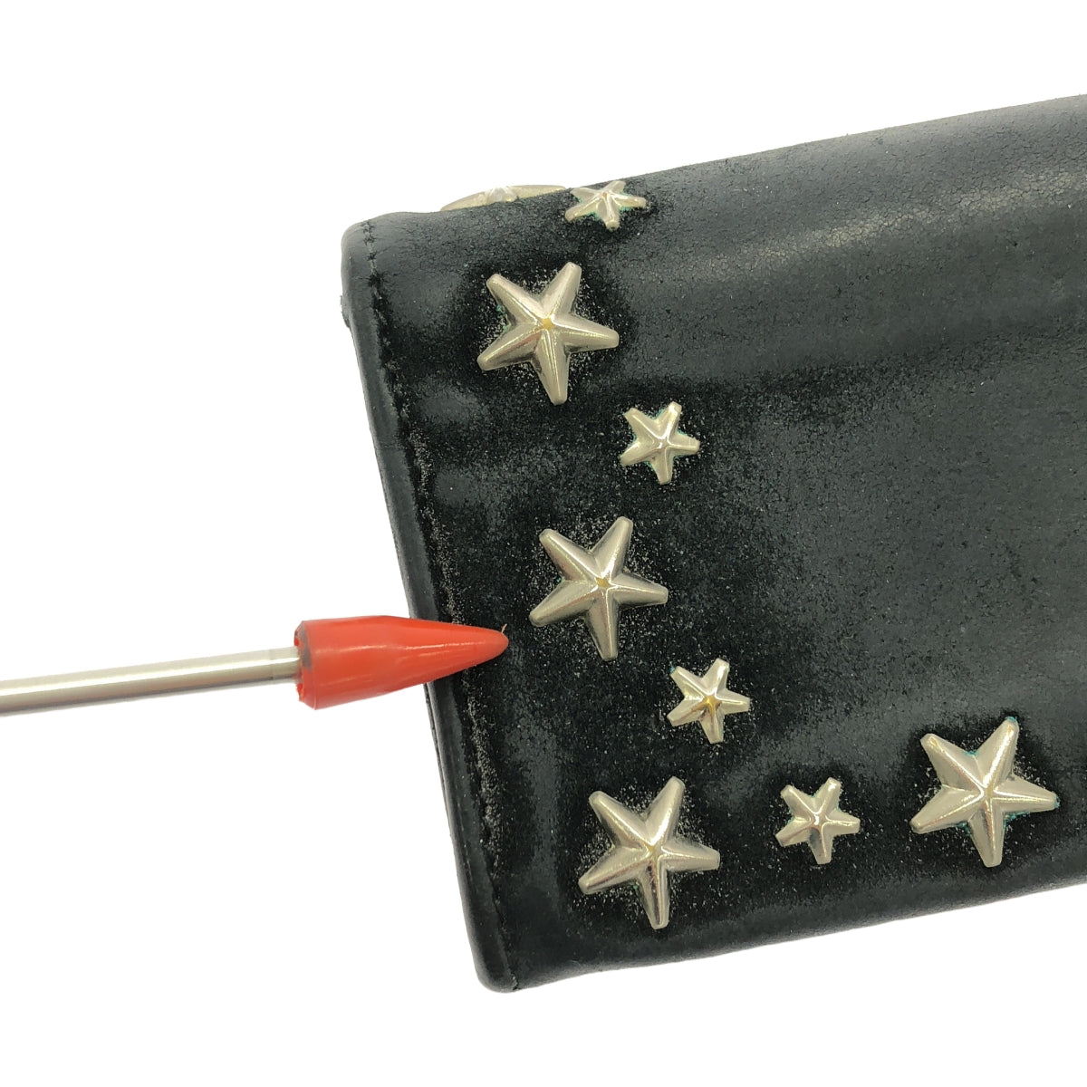 JIMMY CHOO / ジミーチュウ | スタースタッズ グリッターレザー 長財布 | ブラック / シルバー | レディース
