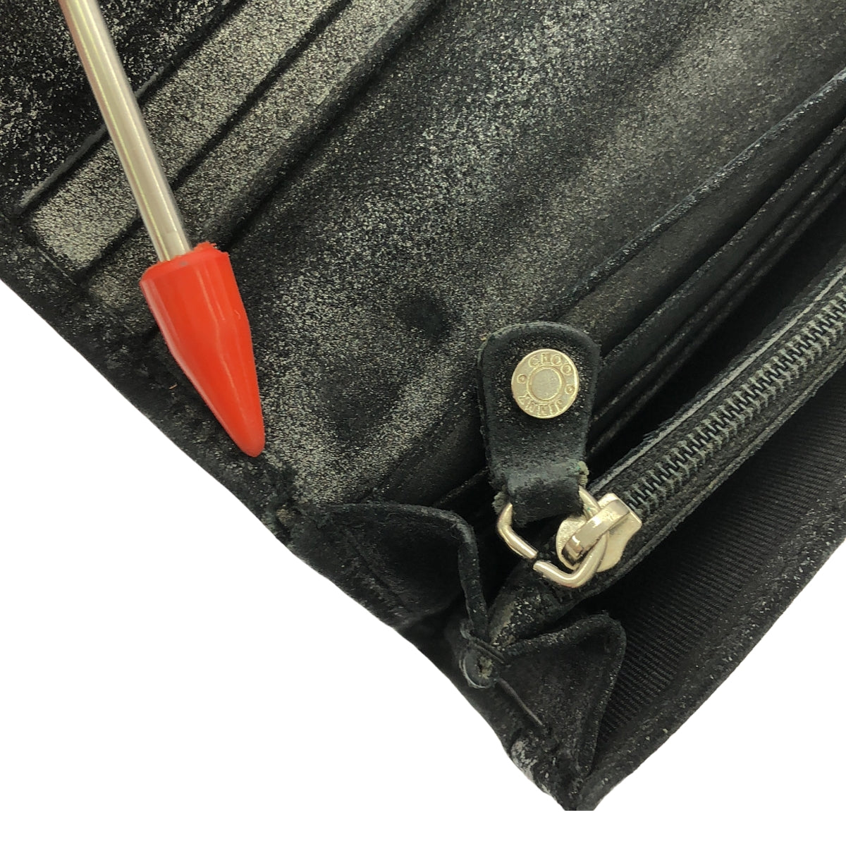 JIMMY CHOO / ジミーチュウ | スタースタッズ グリッターレザー 長財布 | ブラック / シルバー | レディース