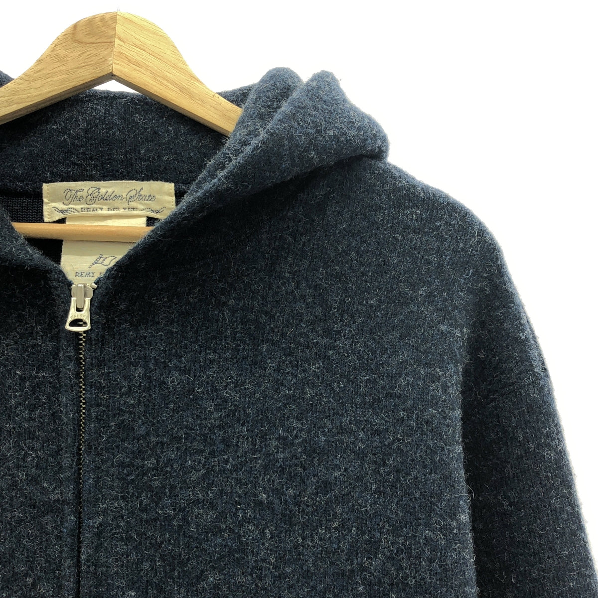 REMI RELIEF | Wool hooded double zip knit parka | Navy | Men's