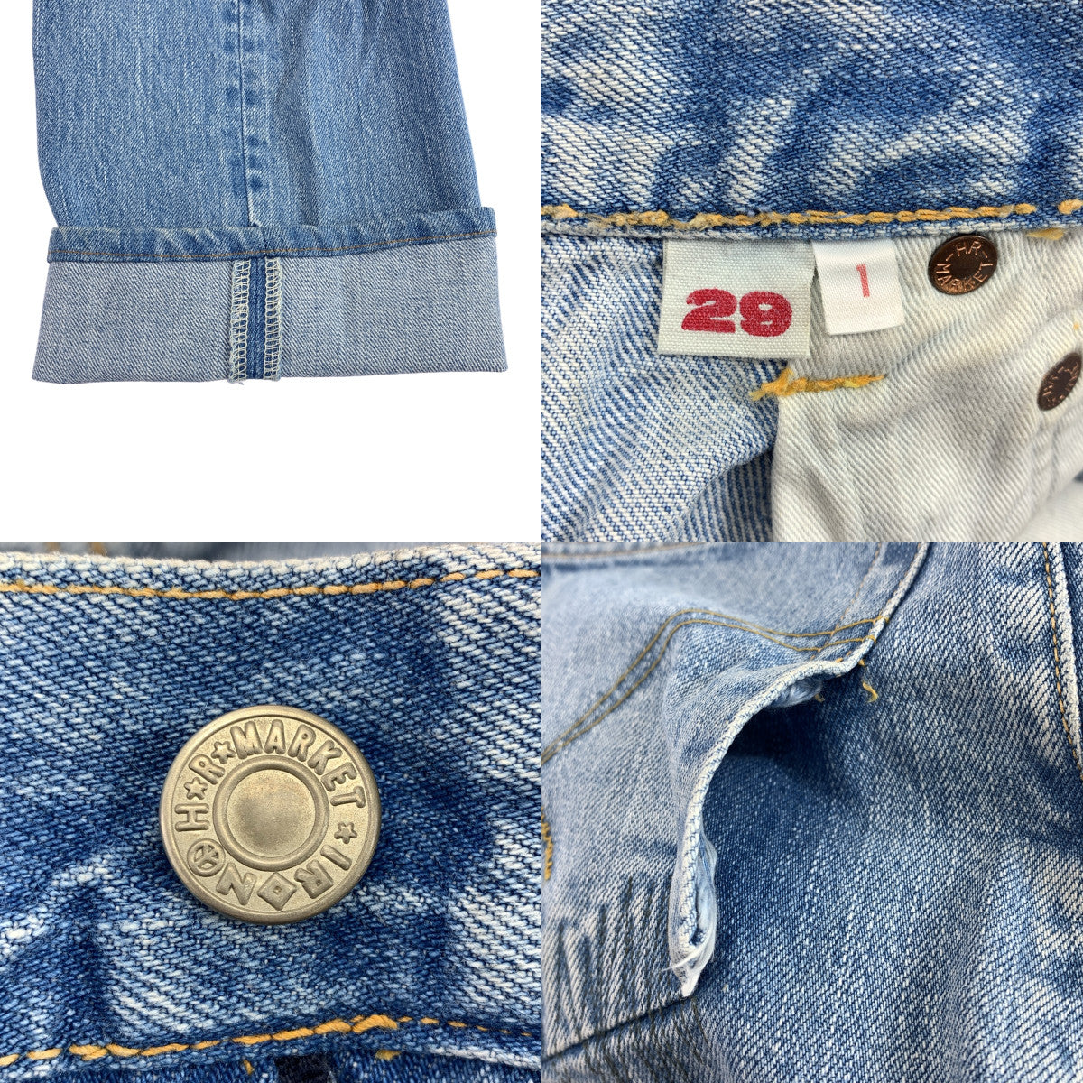 藍色 | Talon 拉鍊/做舊修補牛仔褲 | 尺寸 29 | 男士