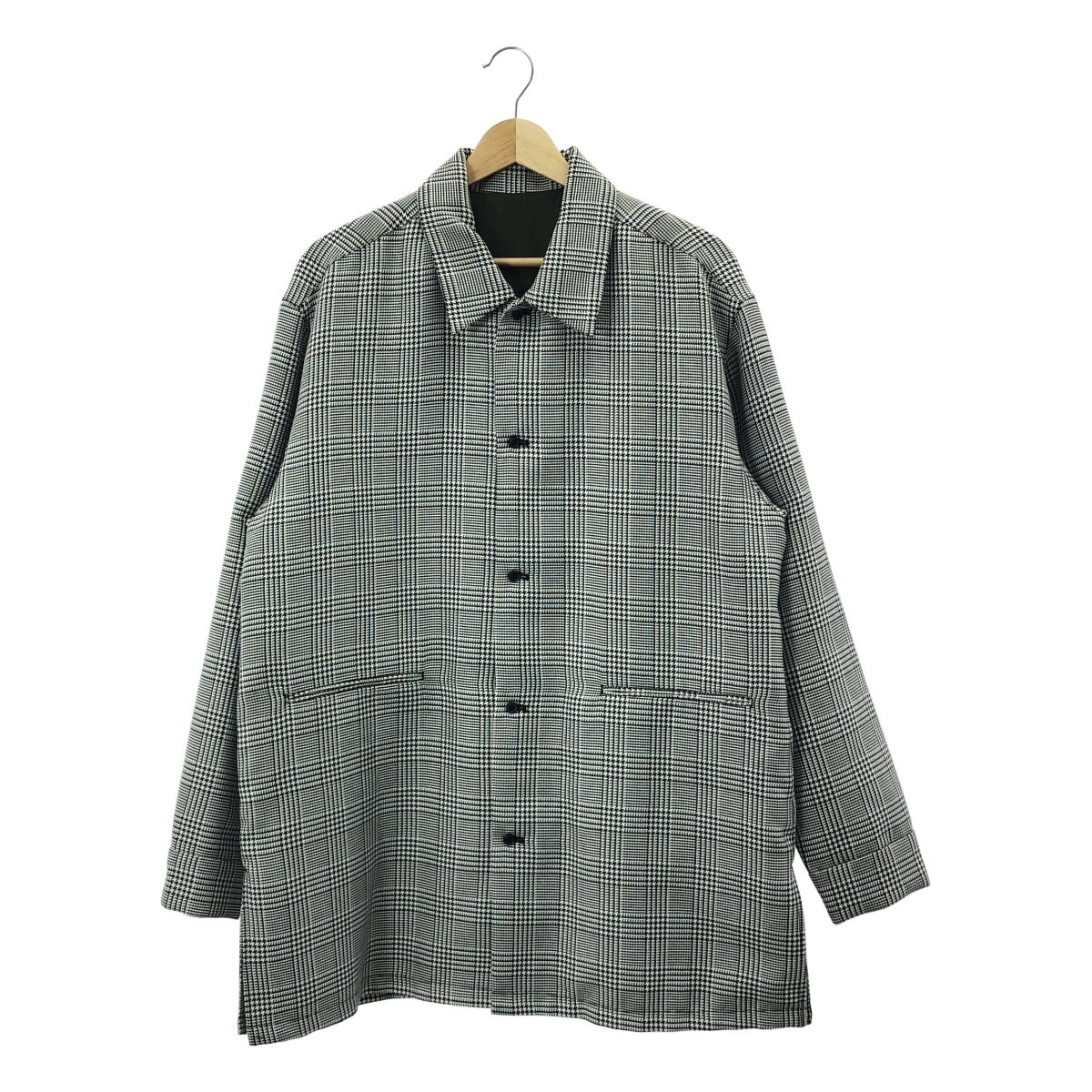 [狀況極佳] AMERI x N.HOOLYWOOD 格紋襯衫夾克，全襯裡，小碼，白色/黑色，女款