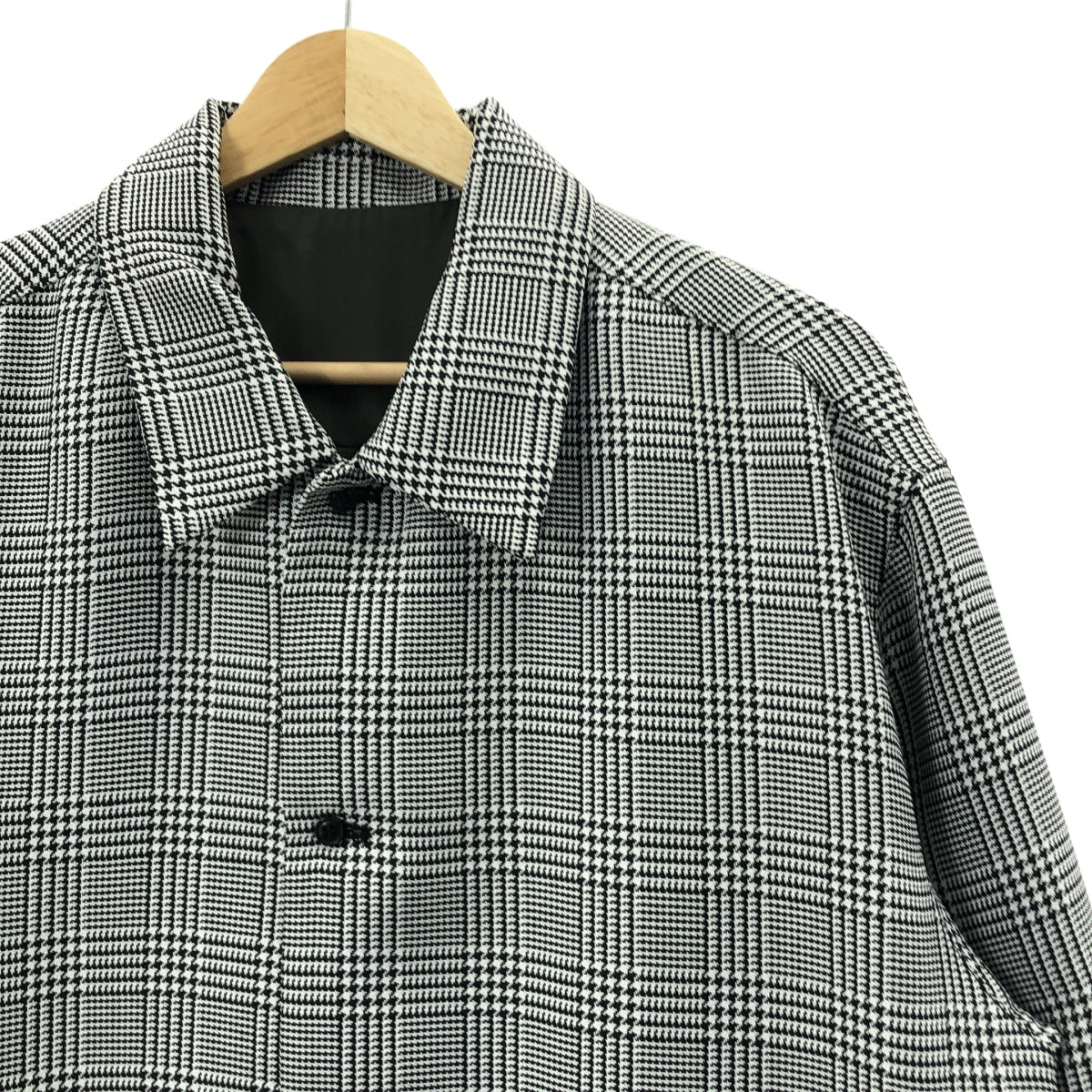 [狀況極佳] AMERI x N.HOOLYWOOD 格紋襯衫夾克，全襯裡，小碼，白色/黑色，女款