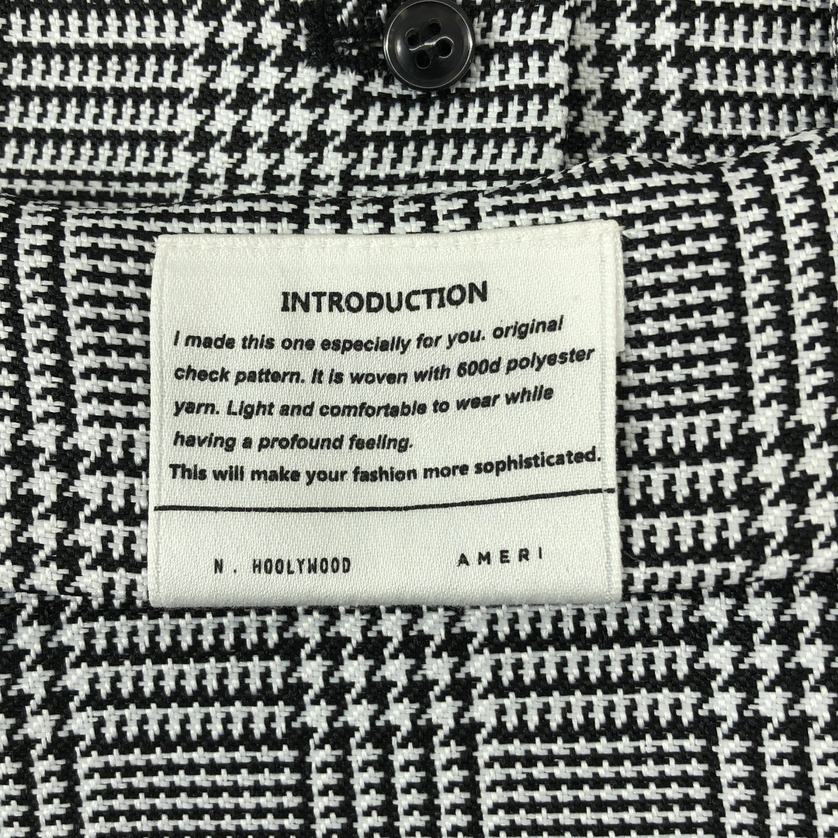 [狀況極佳] AMERI x N.HOOLYWOOD 格紋襯衫夾克，全襯裡，小碼，白色/黑色，女款