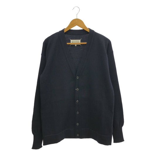 [Good Condition] Maison Margiela | 2021AW | Leather Elbow Patch Over Wool Knit Cardigan | M | Dark Navy | Men's