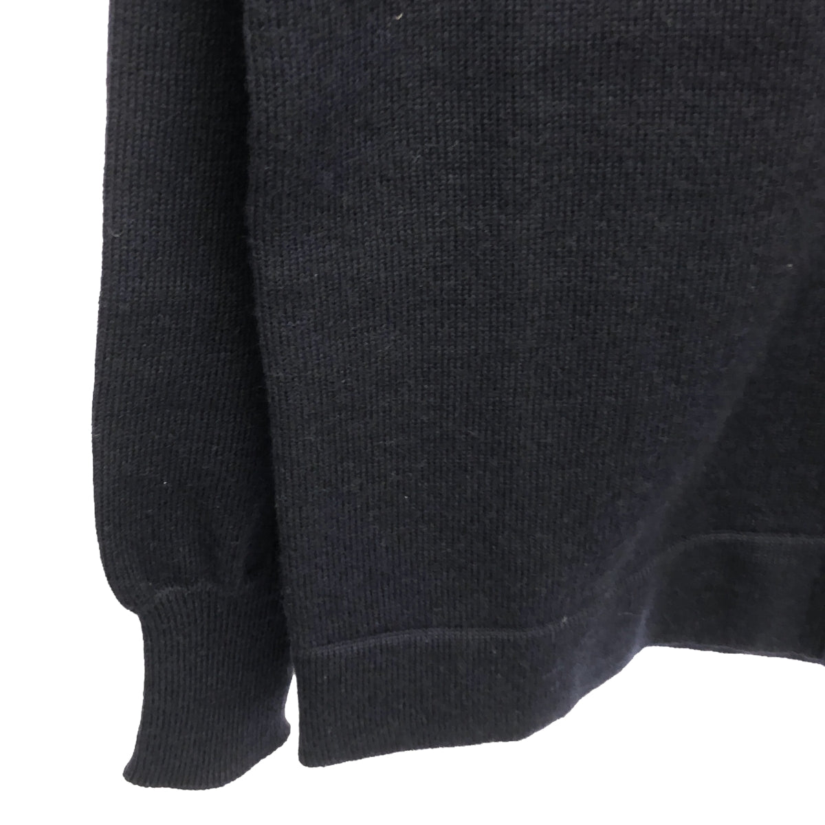 [狀況良好] Maison Margiela | 2021秋冬 |皮革肘部貼片羊毛針織開襟衫 | M |深海軍藍 |男士