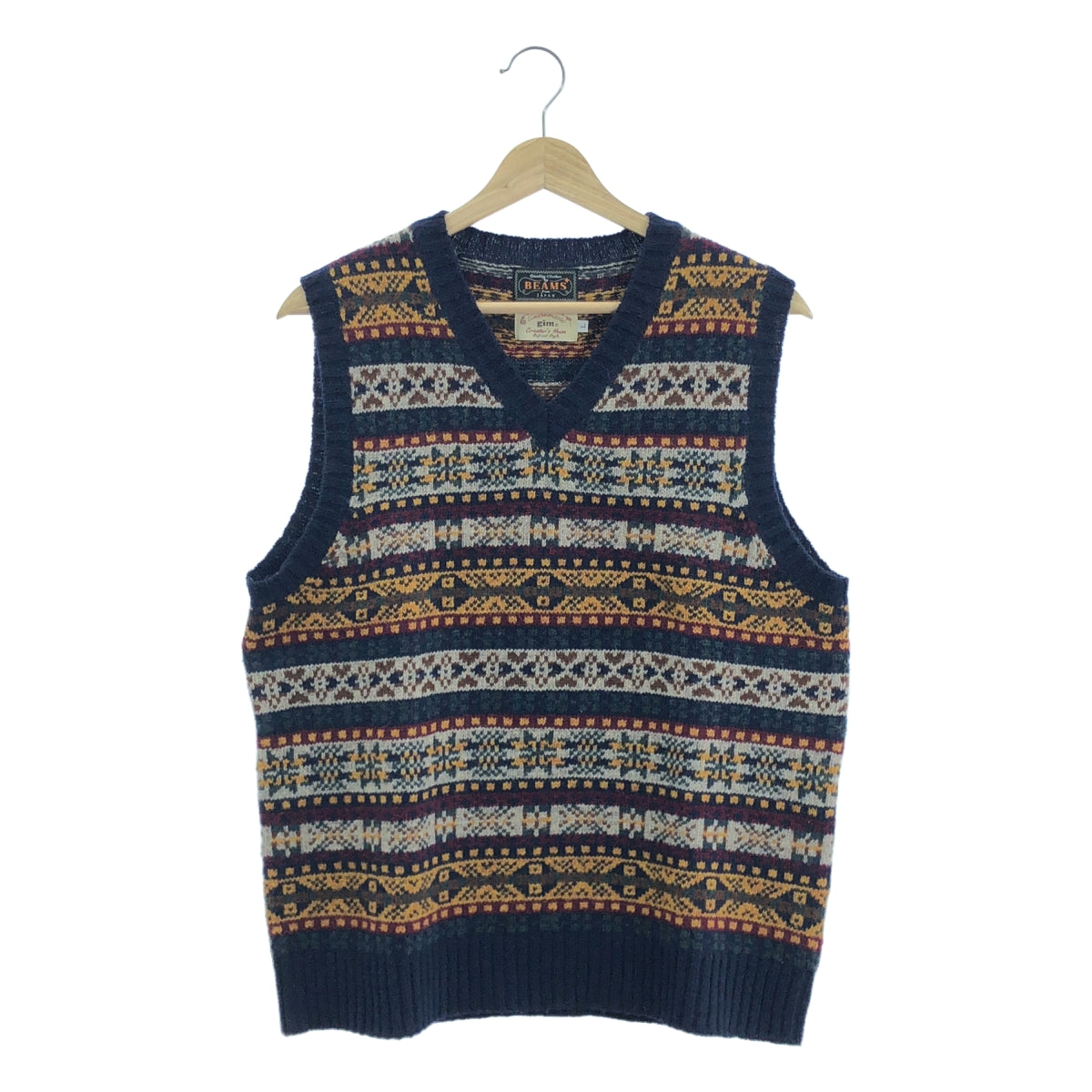 BEAMS PLUS / 빔 스플러스 | × gim 체육관 / 페어 아일 무늬 울 니트 베스트 | L |