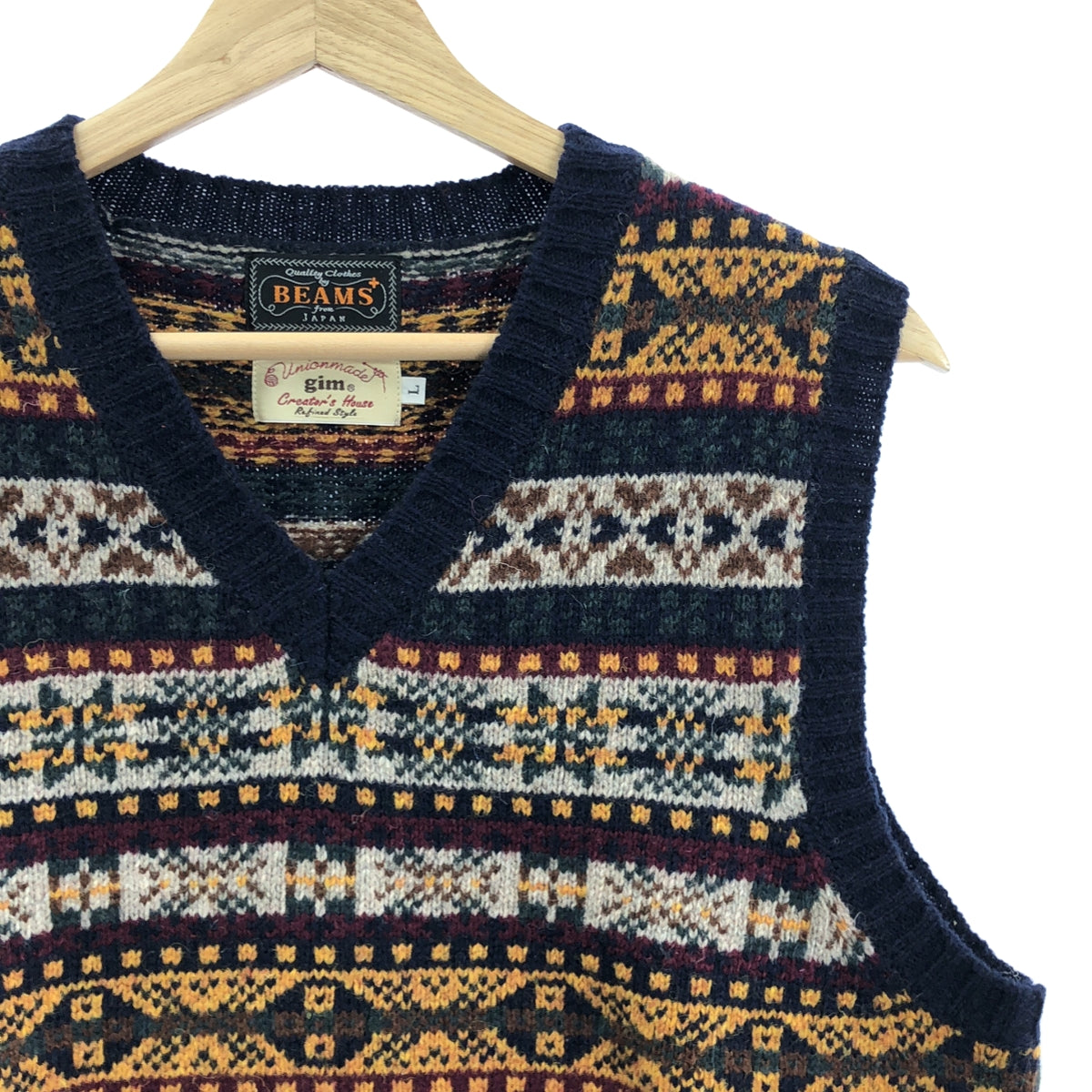 BEAMS PLUS / 빔 스플러스 | × gim 체육관 / 페어 아일 무늬 울 니트 베스트 | L |