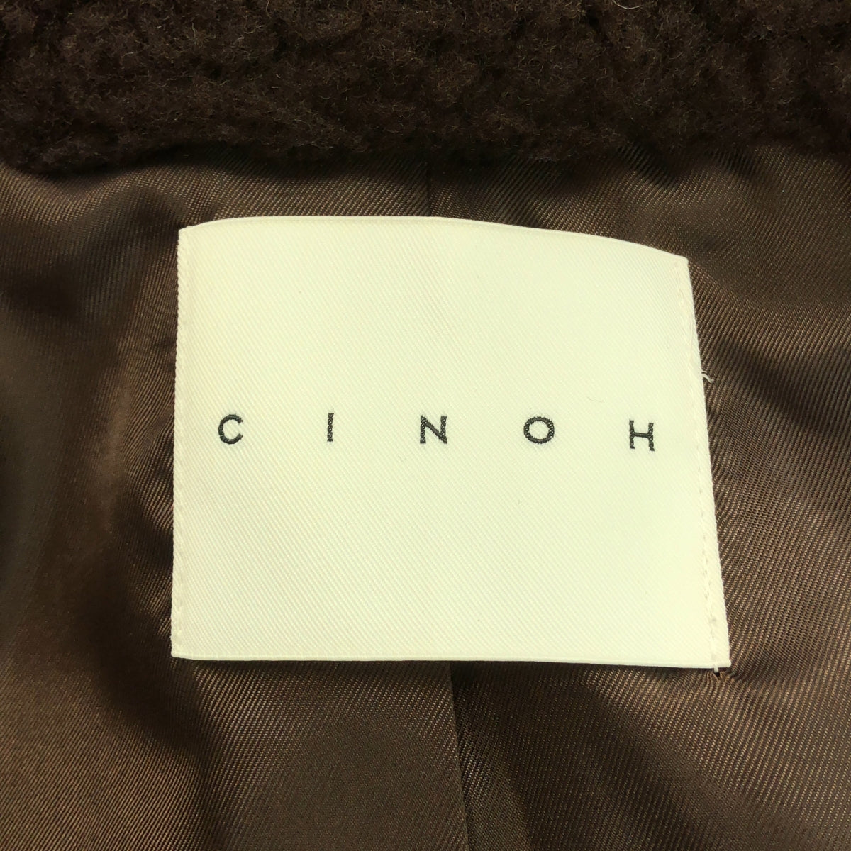 【美品】  CINOH / チノ | フェイクレザー ボアジャケット | 38 | ブラウン | レディース