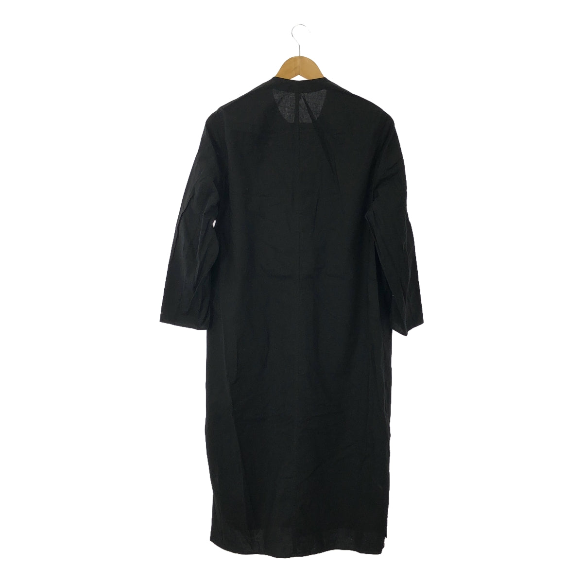 FIRMUM | Rough cotton sheeting no-collar coat | XS | Black | Women's