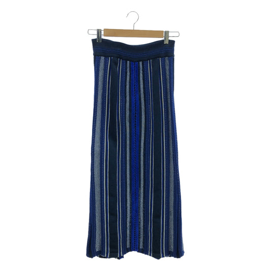 Mame Kurogouchi | 2019AW | Stripe HAMAGURI Knit Skirt | 1 | Blue | Women's