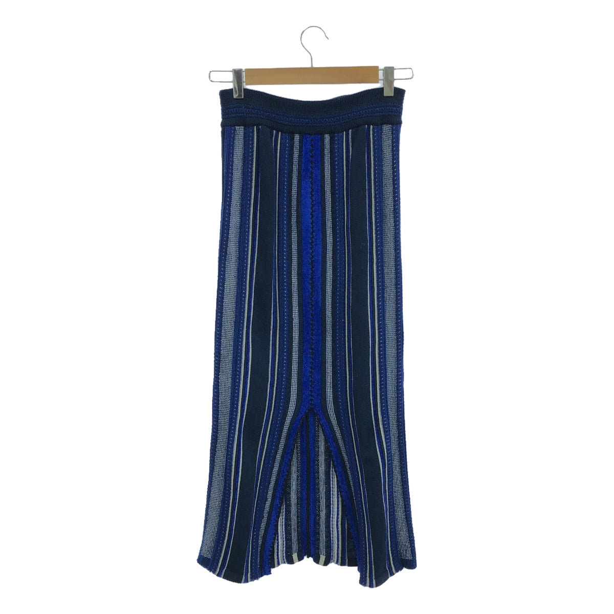 Mame Kurogouchi | 2019AW | Stripe HAMAGURI Knit Skirt | 1 | Blue | Women's