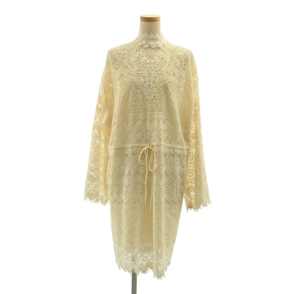 GUCCI | 刺繡蕾絲抽繩Logo後拉鍊洋裝 / 有襯裡 |