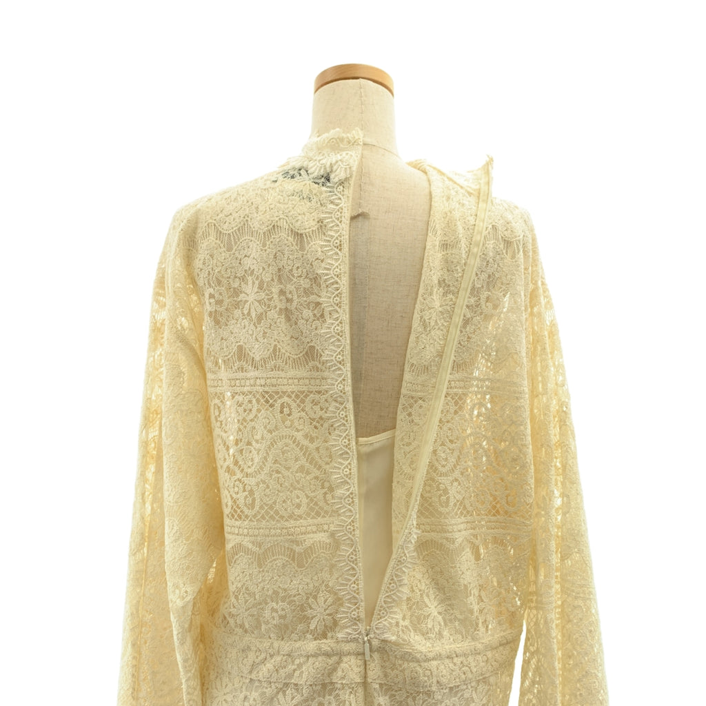 GUCCI | 刺繡蕾絲抽繩Logo後拉鍊洋裝 / 有襯裡 |