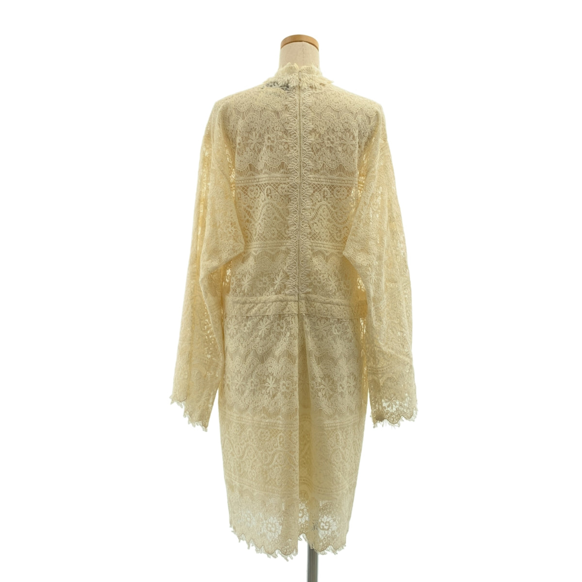 GUCCI | 刺繡蕾絲抽繩Logo後拉鍊洋裝 / 有襯裡 |