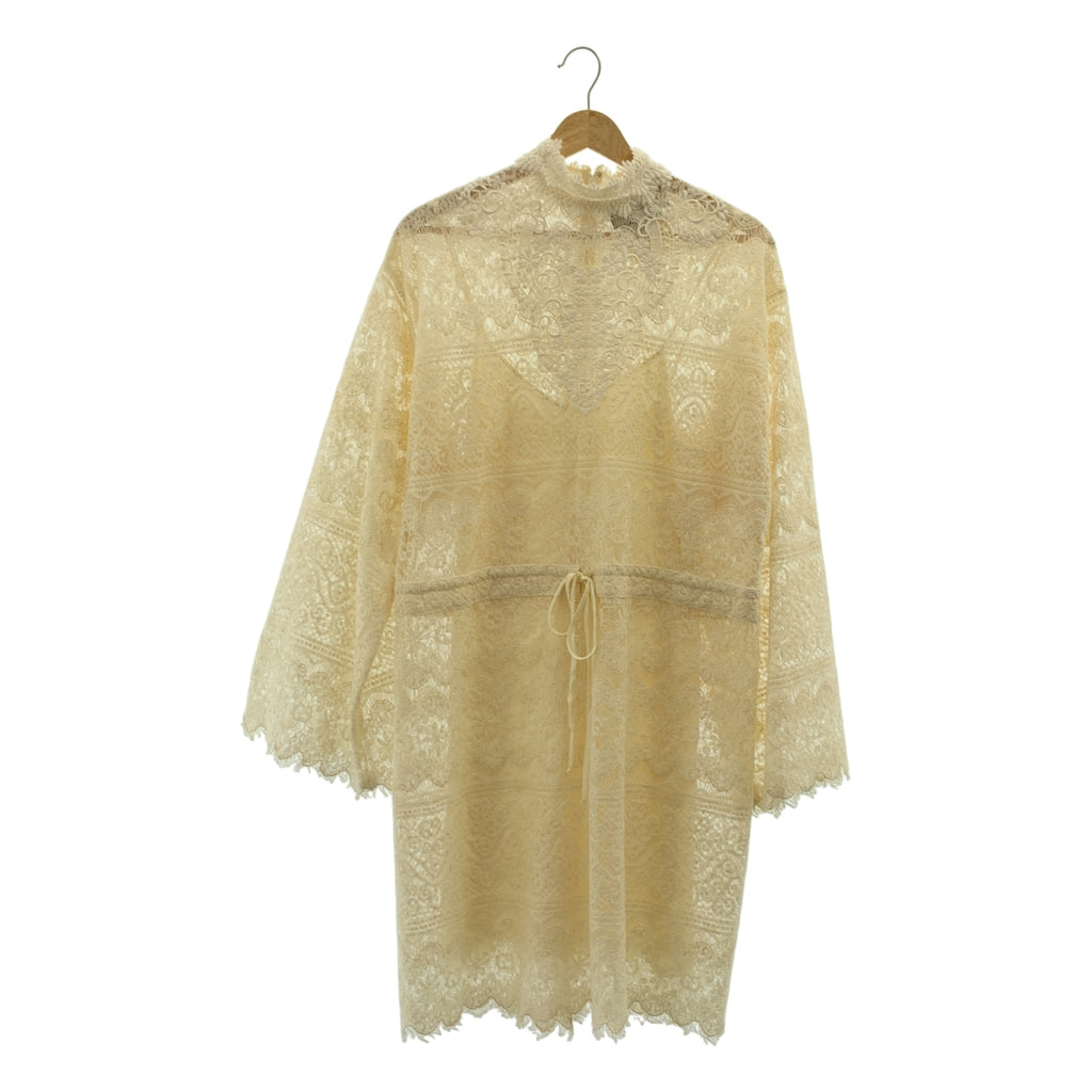 GUCCI | 刺繡蕾絲抽繩Logo後拉鍊洋裝 / 有襯裡 |